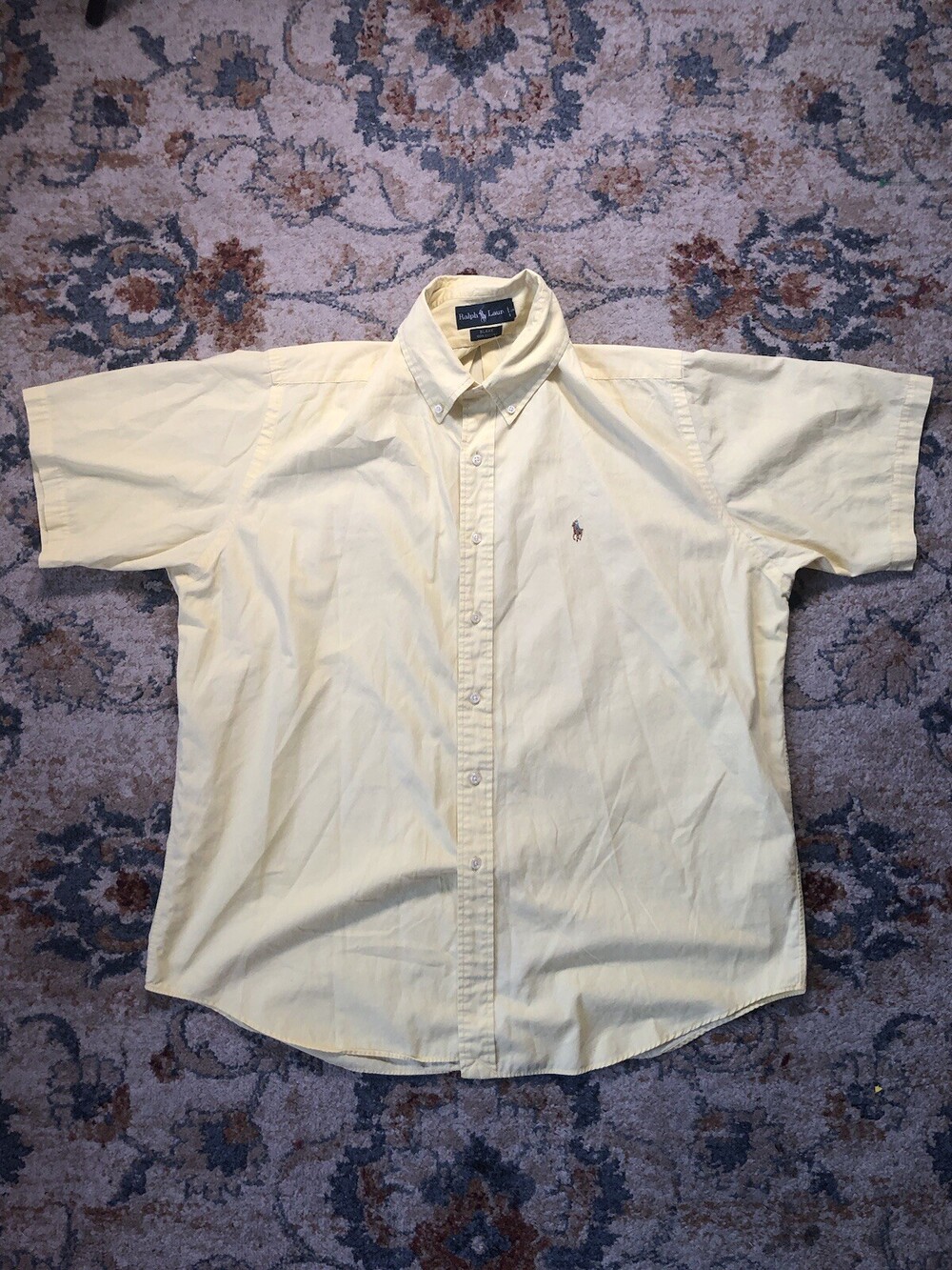 Ralph Lauren Polo Shirt Mens Extra Large Yellow Blake Cotton Flesh Pony Casual